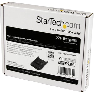 StarTech.com mSATA SSD to 2.5in SATA Adapter Converter - mSATA to SATA Adapter for 2.5in bay with Open Frame Bracket and 7