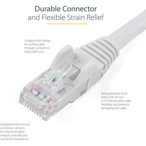 StarTech.com 3m CAT6 Ethernet Cable - White Snagless Gigabit - 100W PoE UTP 650MHz Category 6 Patch Cord UL Certified Wiri