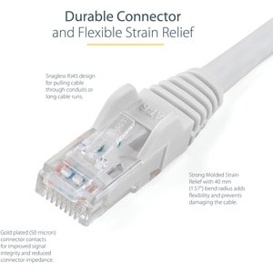 StarTech.com 5m CAT6 Ethernet Cable - White Snagless Gigabit - 100W PoE UTP 650MHz Category 6 Patch Cord UL Certified Wiri