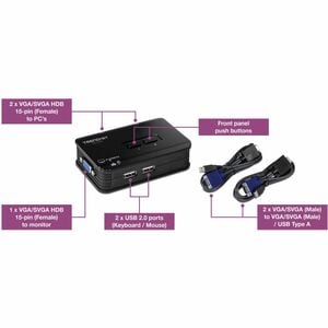 Boîtier de commutation KVM TRENDnet TK-207K - 2 Ordinateur(s) - VGA, SVGA - 2048 x 1536 - 2 x USB - 1 x VGA