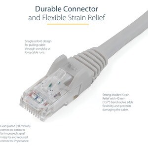 StarTech.com 1m CAT6 Ethernet Cable - Grey Snagless Gigabit - 100W PoE UTP 650MHz Category 6 Patch Cord UL Certified Wirin