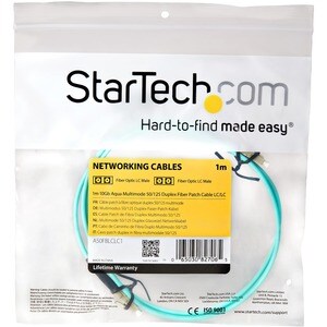 StarTech.com 1m (3ft) LC/UPC to LC/UPC OM3 Multimode Fiber Optic Cable, Full Duplex 50/125µm Zipcord, 100G, LSZH Fiber Jum