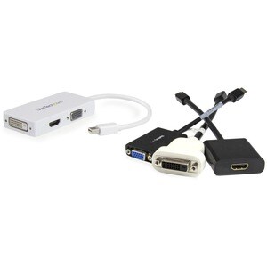 StarTech.com Travel A/V Adapter: 3-in-1 Mini DisplayPort to VGA DVI or HDMI Converter - White - Connect a Mini DisplayPort
