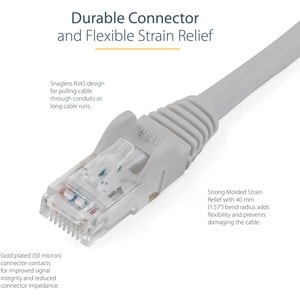 StarTech.com 2m CAT6 Ethernet Cable - Grey Snagless Gigabit - 100W PoE UTP 650MHz Category 6 Patch Cord UL Certified Wirin