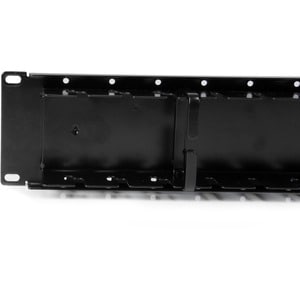 StarTech.com 2U Double-Sided Horizontal Cable Management Panel with Finger Duct & D-Ring Hooks - Rack Cable Organizer / Ma