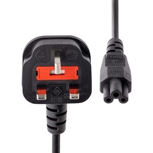 StarTech.com 1m Laptop Power Cord - 3 Slot for UK - BS-1363 to IEC320 C5 Clover Leaf Power Cable Lead - C5 UK Laptop Power