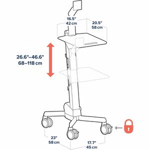 Ergotron Neo-Flex LCD Cart. Cor do produto: Cinzento, Uso recomendado: Tela plana, Tipo: Carrinho multimédia. Altura: 1184