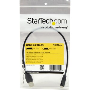StarTech.com Cable Adaptador de 30cm USB A Macho a Micro USB B Macho de Teléfono Celular - Cable for Cámara Digital, Teléf