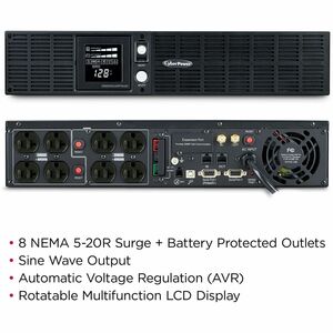 UPS de línea interactiva CyberPower Intelligent LCD OR2200PFCRT2U - 2kVA/1.54kW - 2U Rack/Torre - 10Hora(s) Recharge - 4.5