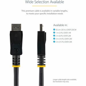 StarTech.com 2m (6ft) DisplayPort 1.2 Cable, 4K x 2K UHD VESA Certified DisplayPort Cable, DP Cable/Cord for Monitor, w/ L