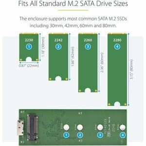 StarTech.com Gabinete USB 3.0 (5Gbps) a SSD M.2 de Aluminio con UASP - Negro - SATA NGFF M.2 con B Key y B+M Key - No Comp