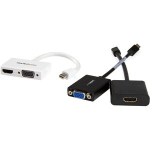 StarTech.com Travel A/V Adapter - 2-in-1 Mini DisplayPort to HDMI or VGA Converter - White - 1 x 20-pin Mini DisplayPort D