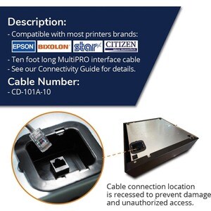 apg Printer Interface Cable | CD-101A-10 Cable for Cash Drawer to Printer | 1 x RJ-12 Male - 1 x RJ-45 Male | Connects to 