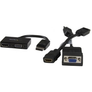 StarTech.com Travel A/V Adapter: 2-in-1 DisplayPort to HDMI or VGA - 1 x 20-pin DisplayPort 1.2 Digital Audio/Video - Male