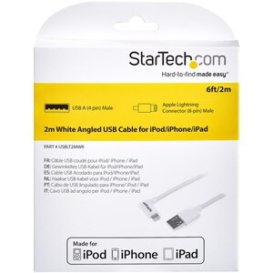 StarTech.com Angled Lightning to USB Cable - 2m (6ft) - White - Cable for iPhone, Mobile Device - First End: 1 x 8-pin Lig