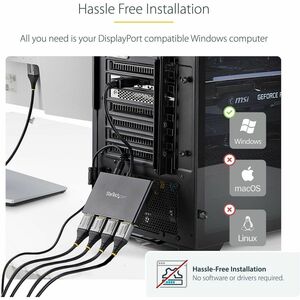 StarTech.com 4-Port DisplayPort 1.2 Splitter, DisplayPort to 4x DP Multi-Monitor Adapter, Quad 1080p 60Hz Computer MST Hub