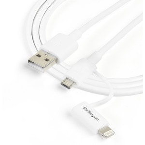 StarTech.com 1m (3ft) Apple Lightning or Micro USB to USB Cable for iPhone / iPod / iPad - White - Cable for iPhone - Firs