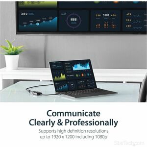 StarTech.com Adaptateur vidéo USB-C vers VGA - M/F - 1920x1200 / 1080p - Noir - Noir