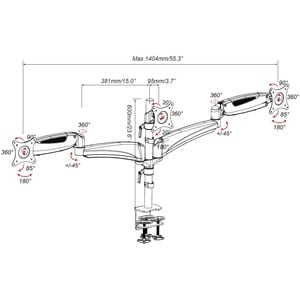 Amer Mounts Triple Monitor Mount with Articulating Arms - HYDRA 3 arm articulating monitor mount with desk clamp