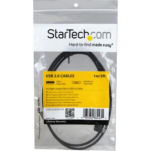 StarTech.com Micro USB Kabel mit rechts gewinkelten Anschlüssen - Stecker/Stecker - 1m - USB A zu Micro B Anschlusskabel -