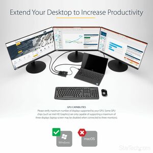 StarTech.com 3-Port Multi-Monitor Adapter, DisplayPort 1.2 auf 3x HDMI MST Hub, 3 1080p HDMI Monitore, Erweitertes oder Ge