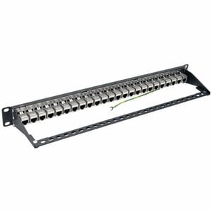 Eaton Tripp Lite Series 24-Port 1U Rack-Mount STP Shielded Cat6a Feedthrough Patch Panel, RJ45 Ethernet, TAA - 24 Port(s) 