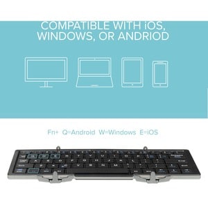Plugable Foldable Bluetooth Keyboard Compatible with iPad, iPhones, Android, and Windows - Compact Multi-Device Keyboard, 