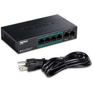 TRENDnet 6-Port Fast Ethernet PoE+ Switch, 4 x Fast Ethernet PoE Ports, 2 x Fast Ethernet Ports, 60W PoE Budget, 1.2 Gbps 