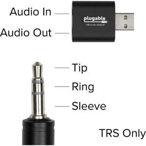 Plugable USB Audio Adapter with 3.5mm Speaker-Headphone and Microphone Jack, Add an External Stereo Sound Card to Any PC -