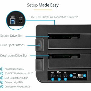 Standalone Hard Drive Duplicator, External Dual Bay HDD/SSD Cloner/Copier, USB 3.1 to SATA Drive Docking Station, Disk Clo