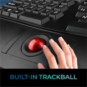 Adesso 2.4 GHz Wireless Ergonomic Trackball Keyboard - Wireless Connectivity - RF - 30 ft - 2.40 GHz - USB Interface - 105