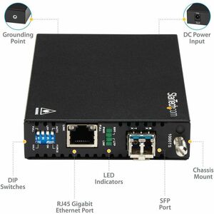 StarTech.com Singlemode (SM) LC Fiber Media Converter for 1Gbe Network - 10km - Gigabit Ethernet - 1310nm - with SFP Trans