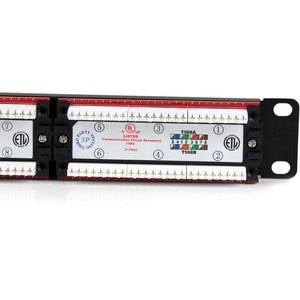 StarTech.com 24 Port 1U Rackmount Cat 6 110 Patch Panel - 24 x RJ-45 - 24 x RJ-11 - 1U High - 19" Wide - Rack-mountable