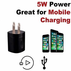 4XEM Black Universal 5w USB Wall Charger - 4XEM Universal USB Power Adapter/Wall Charger for all smart phones, iDevices & 