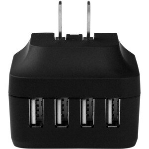 StarTech.com Travel USB Wall Charger - 4 Port - Black - Universal Travel Adapter - International Power Adapter - USB Charg