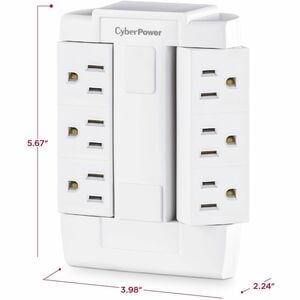 CyberPower GT600P Wall Tap Outlet - 6 - NEMA 5-15R Outlet(s), NEMA 5-15P Plug Type, Wall Tap Plug Style, White