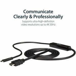 StarTech.com USB C to HDMI Cable - 6 ft / 2m - USB-C to HDMI 4K 60Hz - USB Type C to HDMI - Computer Monitor Cable - Elimi