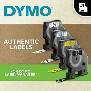 Mehrzwecketikett Dymo 45021 - 12 mm Breite - Rechteck - Thermotransfer - Glänzend - Schwarz, Weiß - Plastik