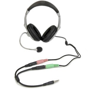 StarTech.com MUYHSMFF. Produktfarbe: Schwarz, Anschluss 1: 3.5 mm, Anschluss 2: 2 x 3.5mm. Kabellänge: 0,2 m, Gewicht: 12 