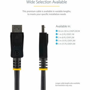 StarTech.com DISPL1M. Kabellänge: 1 m, Anschluss 1: DisplayPort, Anschluss 2: DisplayPort. Kabeldiameter: 7,3 mm, Gewicht: