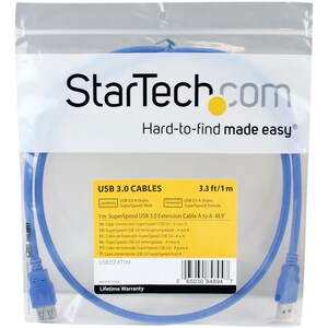 StarTech.com USB3SEXT1M. Kabellänge: 1 m. Anschluss 1: USB A, Anschluss 2: USB A, USB Version: USB 3.2 Gen 1 (3.1 Gen 1), 
