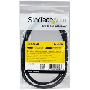 StarTech.com 2 m Klinke Audiokabel für Kopfhörer, Headset, iPhone, Mobiltelefon, Audiogerät - 1 - Zweiter Anschluss: 1 x M