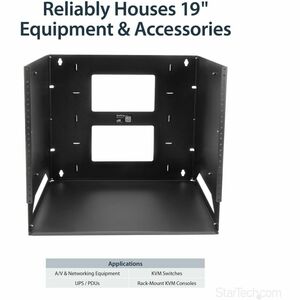 StarTech.com 2-Pfosten 8HE Open Frame Wandmontage Netzwerk-Rack mit Fachboden, Wandmontage Daten-Rack mit Einstellbarer Ti
