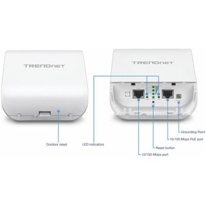 TRENDnet 10dBi Wireless N300 Outdoor PoE Pre-configured Point-to-Point Bridge Bundle Kit, Two Pre-Configured Wireless N Ac