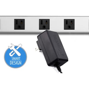 V7 8-Outlet Horizontal Industrial Metal Power Strip 125V, 15A, 12-ft. Cord, 5-15R - 8 x NEMA 5-15R - 12 ft Cord - 15 A Cur