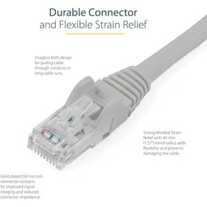 StarTech.com 1m CAT6 Ethernet Cable - Grey Snagless Gigabit - 100W PoE UTP 650MHz Category 6 Patch Cord UL Certified Wirin