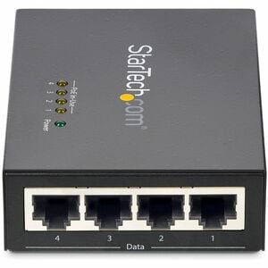 StarTech.com 4 Port Gigabit Midspan - PoE+ Injector - 802.3at and 802.3af - 52 V DC, 2.31 A Output - 4 Input Port(s) - 4 O