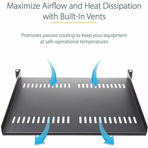 StarTech.com 2U 22in Vented Rack Mount Shelf - Fixed 22 inch Deep antilever Rackmount Tray for Server Rack Cabinet Shelf -