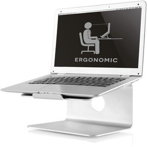 Raised and Rotatable Aluminium Laptop Stand - Up to 43.2 cm (17") Screen Support - 24 cm Depth - Desktop - Silicone, Brush