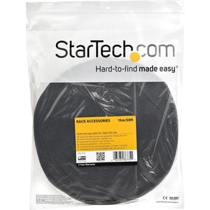 StarTech.com Hook-and-Loop Cable Management Tie - 15,2m (50 ft.) Bulk Roll - Black - Cut-to-Size Cable Wrap / Straps - Tie